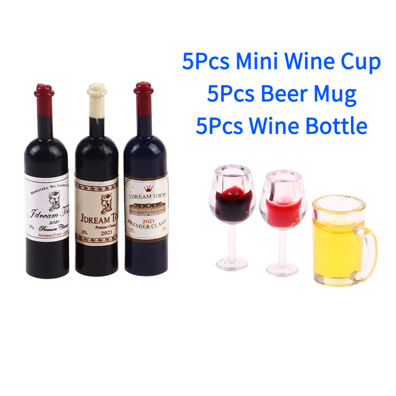 Wine Y Beer - 5Pcs 1:12 Dollhouse Miniature Wine Cup