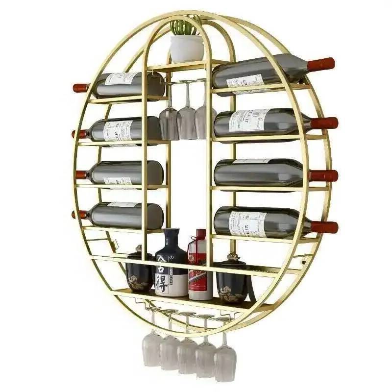 Wine Rack Wall Mount - Modern Nordic Round Wall-mounted Wine Bar