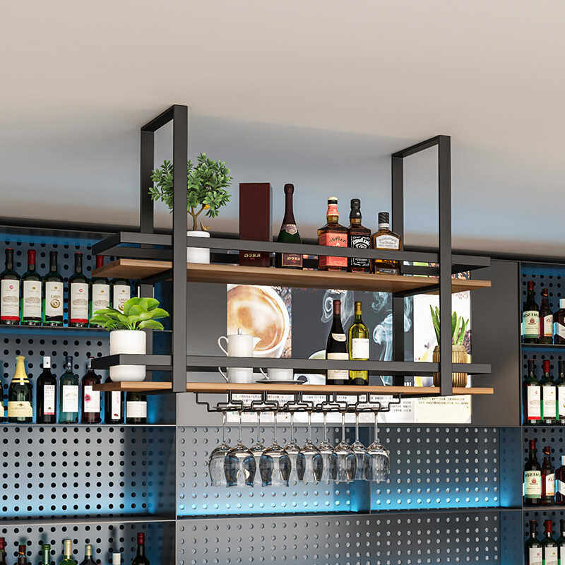 Wine Rack Wall Mount - Simple metal wrought iron hanger shelf